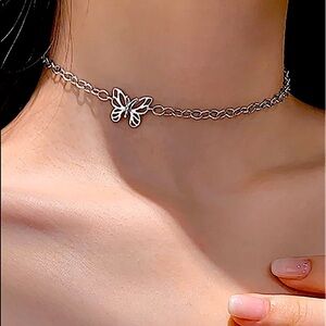Sterling Silver Butterfly Chain Link Choker